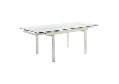 Image for Wexford Glass Top Dining Table with Extension Leaves Chrome