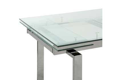 Wexford Glass Top Dining Table with Extension Leaves Chrome,Coaster Furniture