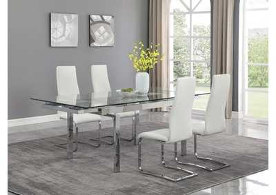 Wexford Glass Top Dining Table with Extension Leaves Chrome,Coaster Furniture
