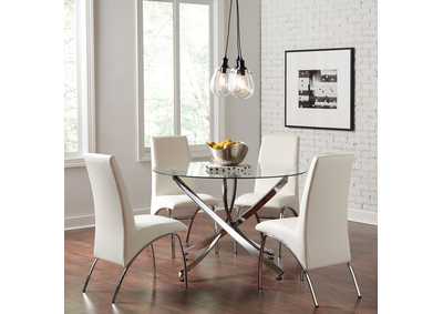 Image for Beckham 5-piece Round Dining Set Chrome and White