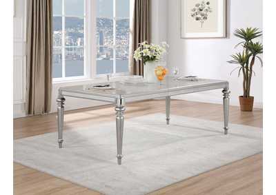 Danette Rectangular Dining Table with Leaf Metallic Platinum