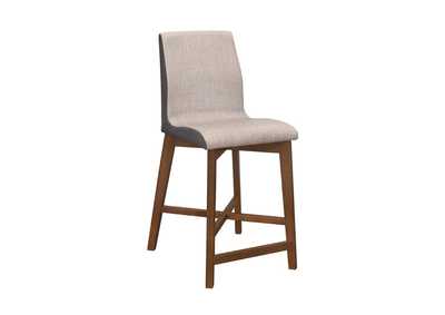 Logan Upholstered Counter Height Stools Light Grey And Natural Walnut (Set Of 2)