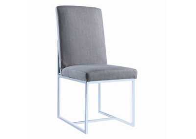 Image for Mackinnon Upholstered Side Chairs Grey and Chrome (Set of 2)