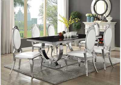 Antoine Rectangular Dining Table Chrome and Black,Coaster Furniture