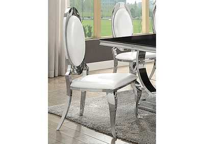 Antoine Oval Back Side Chairs Cream and Chrome (Set of 2)