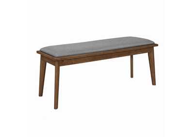 Image for Alfredo Upholstered Dining Bench Grey And Natural Walnut