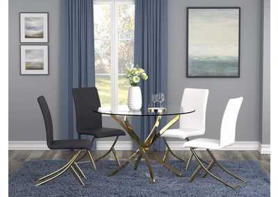 Beckham Round Dining Table Brass And Clear,Coaster Furniture