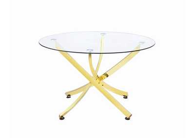 Chanel Round Dining Table Brass and Clear,Coaster Furniture