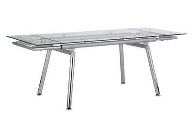 Image for Sonnett Expandable Glass Top Dining Table Chrome And Clear