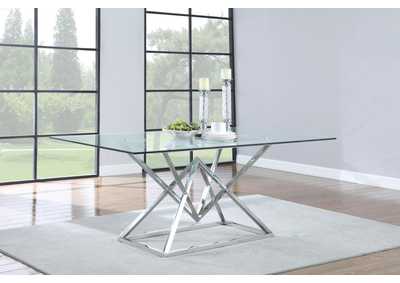 Image for Beaufort Rectangle Glass Top Dining Table Chrome