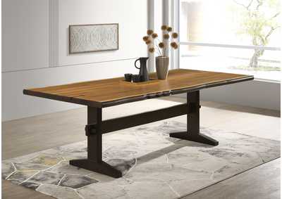 Image for Bexley Live Edge Trestle Dining Table Natural Honey and Espresso