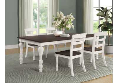 Madelyn 5-piece Rectangle Dining Set Dark Cocoa and Coastal White