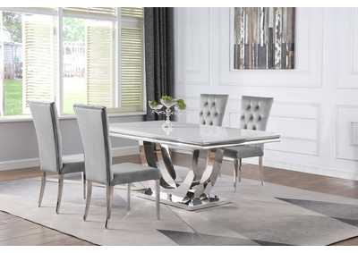 Kerwin 5-piece Dining Room Set Grey and Chrome