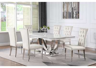 Kerwin 7-piece Dining Room Set White and Chrome