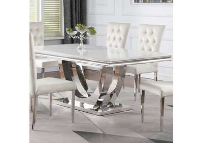 Image for Kerwin Rectangle Faux Marble Top Dining Table White and Chrome