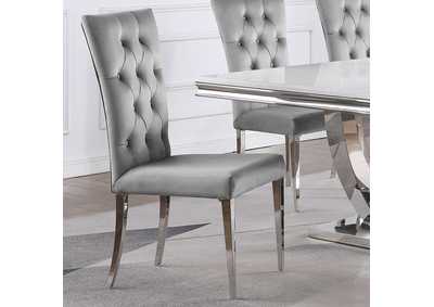 Kerwin Tufted Upholstered Side Chair (Set of 2) Grey and Chrome