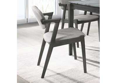 Image for Stevie Upholstered Side Chairs (Set of 2) with Demi Arm Brown Grey and Black