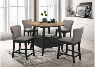 Image for Gibson Round 5-piece Counter Height Dining Set Yukon Oak and Black