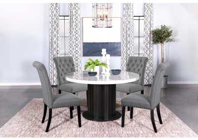 Image for Sherry 5-piece Round Dining Set with Grey Fabric Chairs