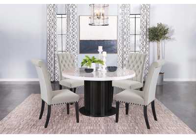 Image for Sherry 5-piece Round Dining Set with Sand Velvet Chairs