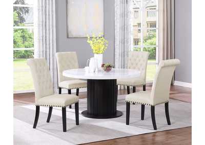 Image for Sherry 5-piece Round Dining Set with Beige Fabric Chairs