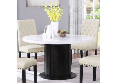 Sherry Round Dining Table Rustic Espresso and White