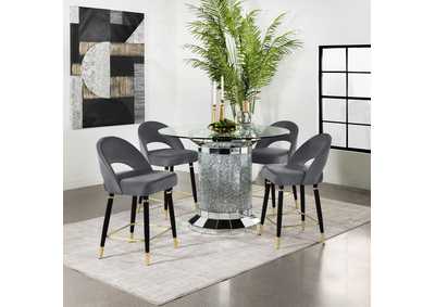 Image for Ellie 5-piece Pedestal Counter Height Dining Room Set Mirror and Grey