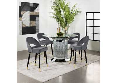 Ellie 5-piece Pedestal Counter Height Dining Room Set Mirror and Grey