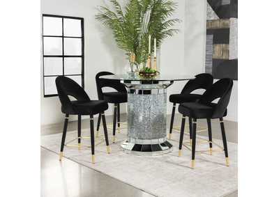 Image for Ellie 5-piece Pedestal Counter Height Dining Room Set Mirror and Black