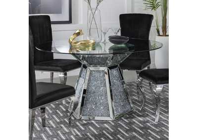 Quinn Hexagon Pedestal Glass Top Dining Table Mirror