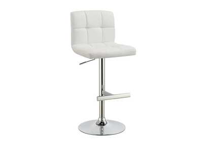 Lenny Adjustable Height Bar Stools Chrome and White (Set of 2)