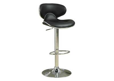 Image for Upholstered Adjustable Height Bar Stools Black And Chrome (Set Of 2)