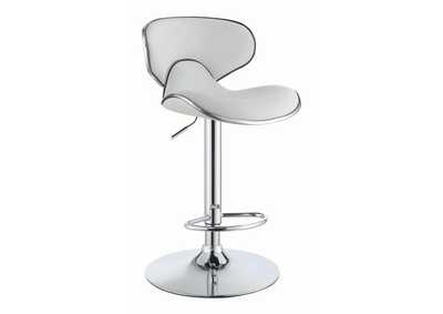 Image for Upholstered Adjustable Height Bar Stools White and Chrome (Set of 2)