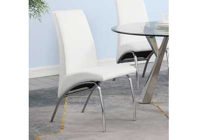 Image for Bishop Upholstered Side Chairs White and Chrome (Set of 2)