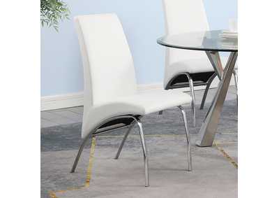 Bishop Upholstered Side Chairs White and Chrome (Set of 2)