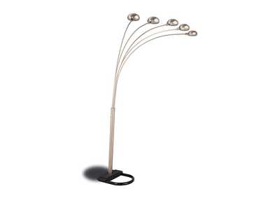 5-light Floor Lamp with Curvy Dome Shades Chrome and Black