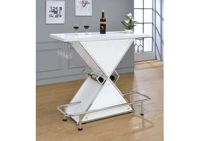 Atoka X-shaped Bar Unit with Wine Bottle Storage Glossy White,Coaster Furniture