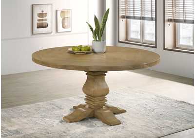 Florence Round Pedestal Dining Table Rustic Smoke,Coaster Furniture