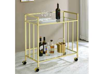 Image for Cara Rectangular Glass Bar Cart Brass