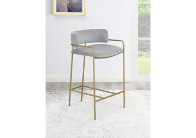 Image for Comstock Upholstered Low Back Stool Grey And Gold