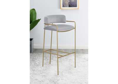 Image for Upholstered Low Back Stool Grey and Gold