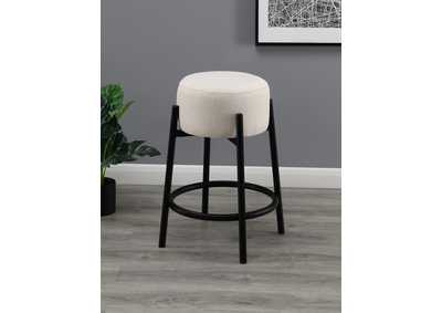 Image for Upholstered Backless Round Stools White and Black (Set of 2)