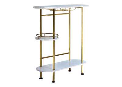 Image for 3-tier Bar Unit Matte Brass and White Oak
