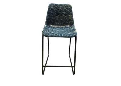 Image for Marquise Counter Height Stools With Footrest Blue And Matte Black (Set Of 2)