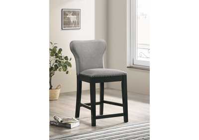 Image for Ralland Upholstered Solid Back Counter Height Stools With Nailhead Trim (Set Of 2) Grey And Black