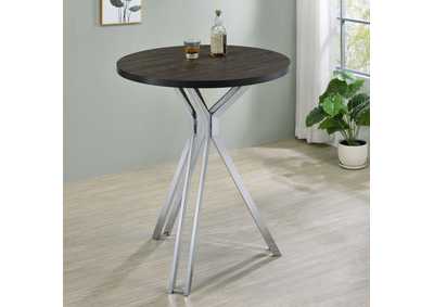Image for Edgerton Round Wood Top Bar Table Dark Oak And Chrome