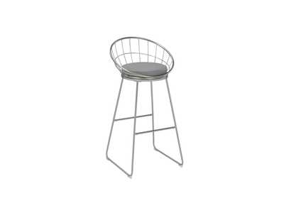 Image for Padded Seat Bar Stools Grey and Satin Nickel (Set of 2)