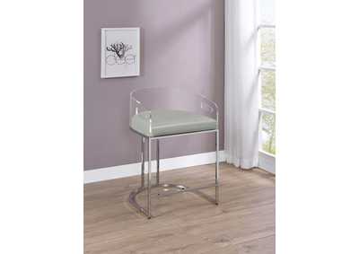 Image for Thermosolis Acrylic Back Counter Height Stools Grey and Chrome (Set of 2)