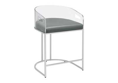 Image for Thermosolis Acrylic Back Counter Height Stools Grey And Chrome (Set Of 2)