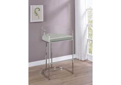 Thermosolis Acrylic Back Bar Stools Grey and Chrome (Set of 2)